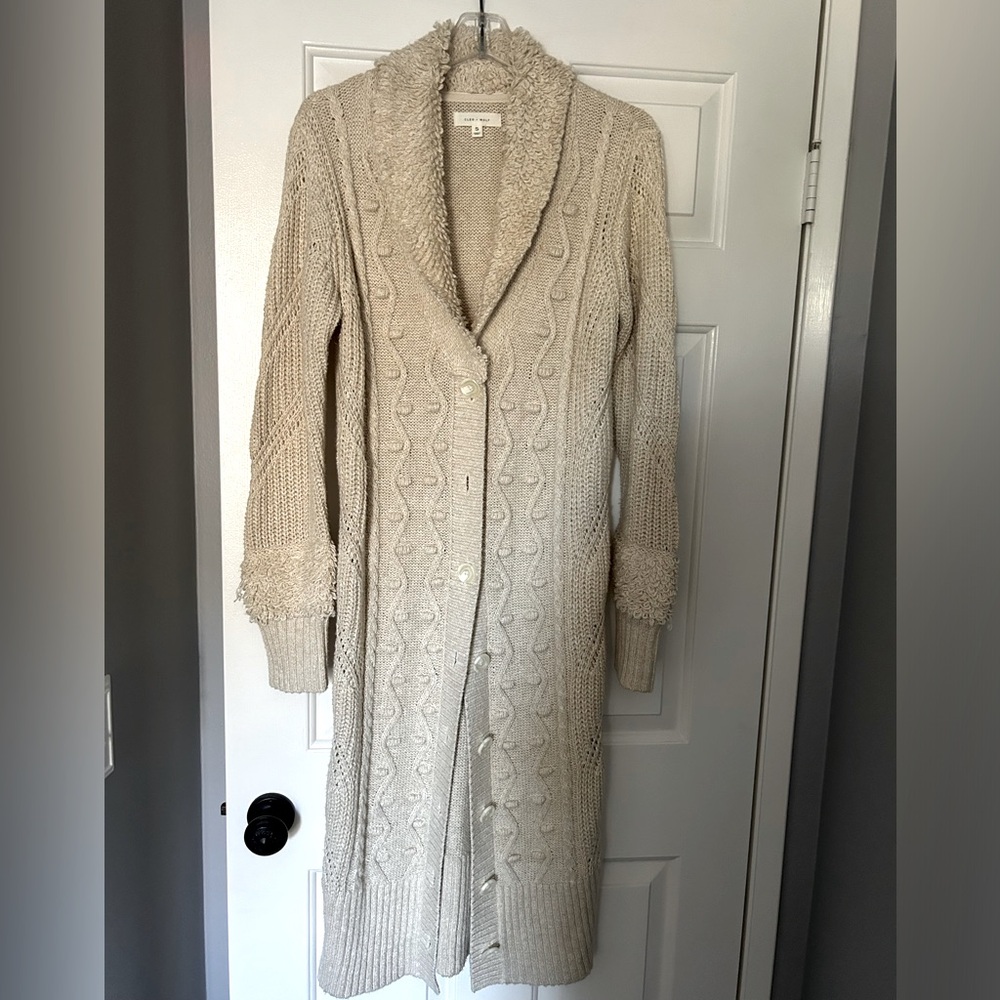 Duster Length Cardigan Loop Yarn Sweater